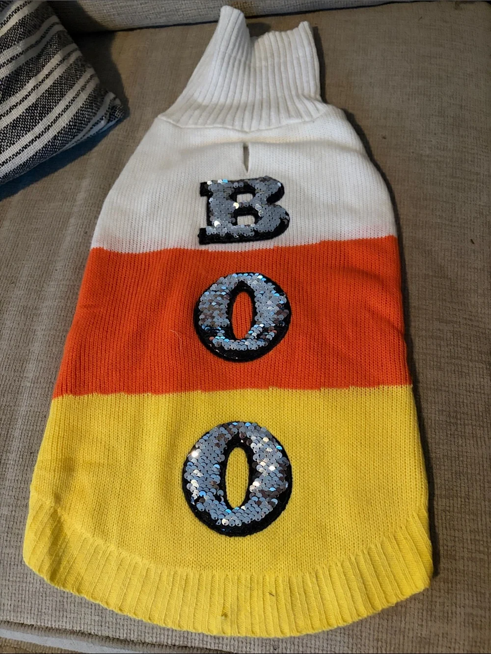 Candy Corn 'BOO' DOG Costume Sweater